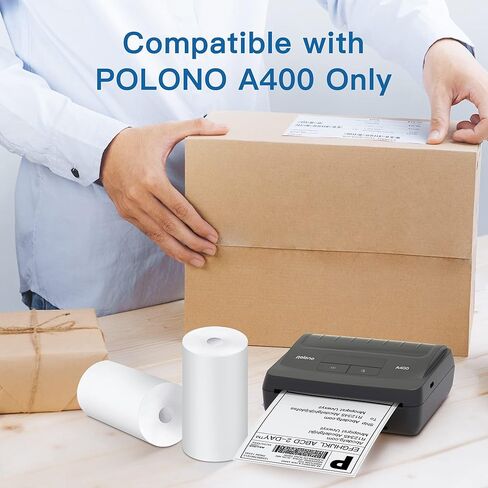 ملصقات شحن حرارية مباشرة من POLONO مقاس 4 × 6 بوصات، ملصقات حرارية، متوافقة مع طابعة ملصقات POLONO A400 وPL60، درجة تجارية، لاصق دائم، بكرتان (80 ملصقًا/لفة) in Kuwait