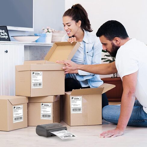 ملصقات شحن حرارية مباشرة من POLONO مقاس 4 × 6 بوصات، ملصقات حرارية، متوافقة مع طابعة ملصقات POLONO A400 وPL60، درجة تجارية، لاصق دائم، بكرتان (80 ملصقًا/لفة) in Kuwait