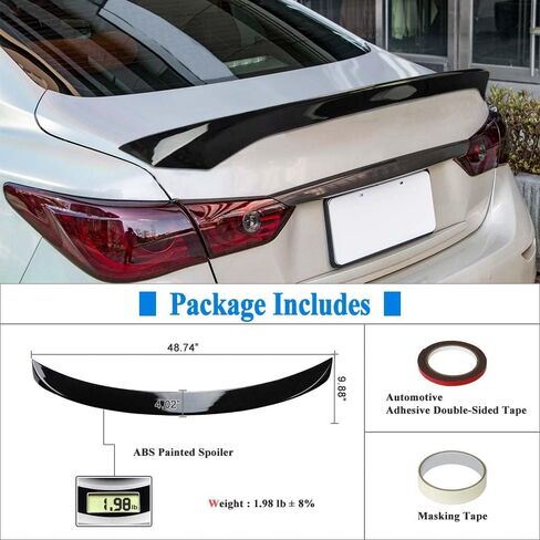 Q50 Trunk Spoiler Wing Compatible with 2014-2024 Infiniti Q50 Sedan Spoiler Carbon Fiber Hydro-Dipping Painted (DN-Type) in Kuwait