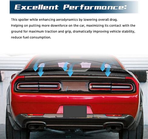 Rear Spoiler Compatible with 2008-2017 Challenger Demon Style Rear Trunk Lip Spoiler Wing,Without Camera (Matte Black) in Saudi Arabia