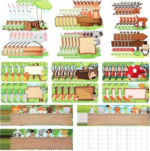 84 Pieces Woodland Name Tags Flat Name Plates Classroom Name Label Woodland Cutout for Desk School Bulletin Board Animal Friends Decor Student Teacher Woodland Classroom Decor in Saudi Arabia