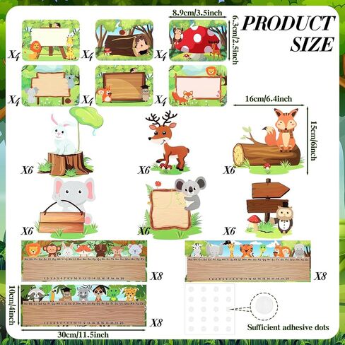 84 Pieces Woodland Name Tags Flat Name Plates Classroom Name Label Woodland Cutout for Desk School Bulletin Board Animal Friends Decor Student Teacher Woodland Classroom Decor in Saudi Arabia