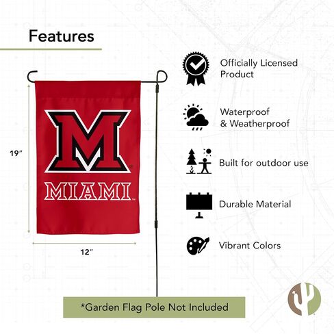 لافتة علم حديقة جامعة ميامي (OH) RedHawks 100% بوليستر (تصميم A) in Saudi Arabia