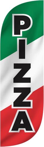 مجموعة أعلام الريش LookOURWay - لافتة إعلانية بطول 5 أقدام مع مجموعة عمود ومسامير أرضية لترويج الأعمال - بيتزا in Kuwait