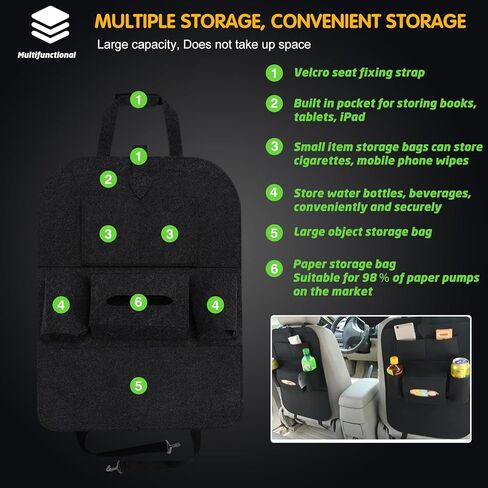 عبوتان من منظم المقعد الخلفي للسيارة، 7 جيوب تخزين، منظم تخزين السيارة، واقيات ظهر مقعد السيارة، تستخدم لتخزين ألعاب الأطفال والمجلات والمظلات in Kuwait