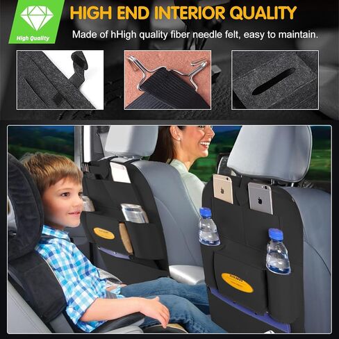 عبوتان من منظم المقعد الخلفي للسيارة، 7 جيوب تخزين، منظم تخزين السيارة، واقيات ظهر مقعد السيارة، تستخدم لتخزين ألعاب الأطفال والمجلات والمظلات in Kuwait