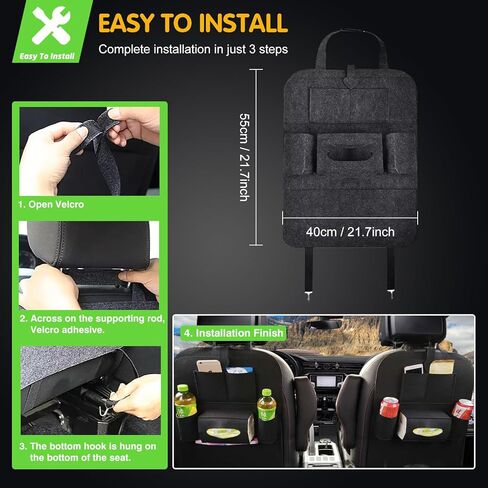 عبوتان من منظم المقعد الخلفي للسيارة، 7 جيوب تخزين، منظم تخزين السيارة، واقيات ظهر مقعد السيارة، تستخدم لتخزين ألعاب الأطفال والمجلات والمظلات in Kuwait
