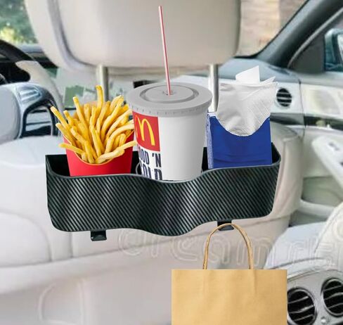 حامل أكواب السيارة العالمي للمقعد الخلفي وحامل المناديل. ملحقات سيارة متعددة الوظائف للتعليق للأطفال والكبار، منظم سيارة لمسند الرأس يتضمن 4 خطافات مجانية للسيارات. in Kuwait
