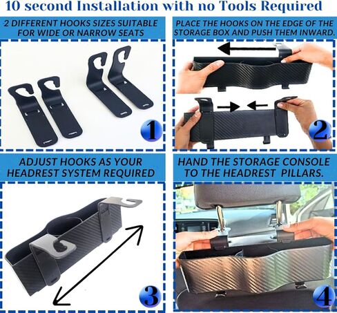 حامل أكواب السيارة العالمي للمقعد الخلفي وحامل المناديل. ملحقات سيارة متعددة الوظائف للتعليق للأطفال والكبار، منظم سيارة لمسند الرأس يتضمن 4 خطافات مجانية للسيارات. in Kuwait