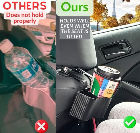 حامل أكواب السيارة العالمي للمقعد الخلفي وحامل المناديل. ملحقات سيارة متعددة الوظائف للتعليق للأطفال والكبار، منظم سيارة لمسند الرأس يتضمن 4 خطافات مجانية للسيارات. in Kuwait