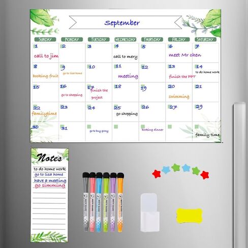 EYAEYAYEA Black Magnetic Calendar for Refrigerator Set(3-Pack),Monthly,Weekly and Grocery List Planning Board for Kitchen Refrigerator with neon Bright Liquid Chalk Markers & Magenetic Pen Holder in Kuwait