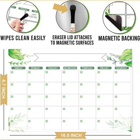 EYAEYAYEA Black Magnetic Calendar for Refrigerator Set(3-Pack),Monthly,Weekly and Grocery List Planning Board for Kitchen Refrigerator with neon Bright Liquid Chalk Markers & Magenetic Pen Holder in Kuwait