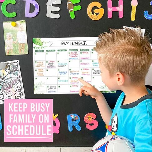 EYAEYAYEA Black Magnetic Calendar for Refrigerator Set(3-Pack),Monthly,Weekly and Grocery List Planning Board for Kitchen Refrigerator with neon Bright Liquid Chalk Markers & Magenetic Pen Holder in Kuwait