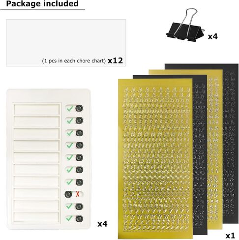 4 قطع لوحة قائمة مرجعية مخصصة مع 4 ملصقات أبجدية، CNYMANY DIY مخطط عمل بلاستيكي لوحة مذكرة لوحة رسائل قابلة للفصل مخطط قائمة مرجعية RV قائمة المهام اليومية in Kuwait