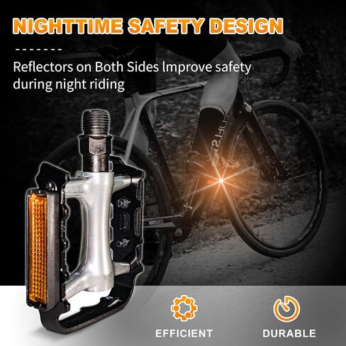 دواسات الدراجة الجبلية، دواسات مسطحة للطرق/MTB، دواسات دراجة من سبائك الألومنيوم خفيفة الوزن غير قابلة للانزلاق، تناسب دواسة دراجة BMX MTB مقاس 9/16 بوصة in Kuwait