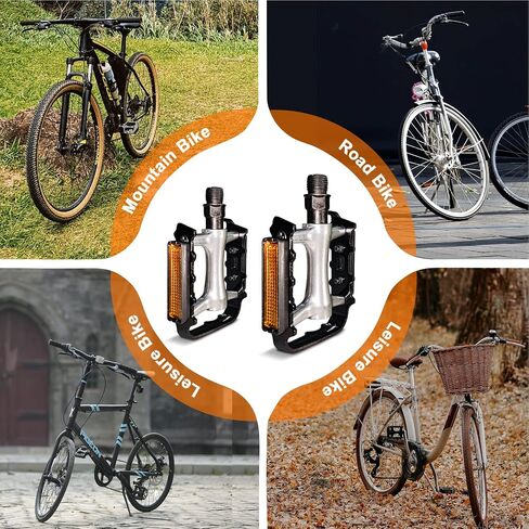 دواسات الدراجة الجبلية، دواسات مسطحة للطرق/MTB، دواسات دراجة من سبائك الألومنيوم خفيفة الوزن غير قابلة للانزلاق، تناسب دواسة دراجة BMX MTB مقاس 9/16 بوصة in Kuwait