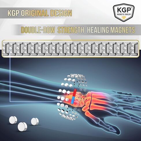 KGP® Magnetic Bracelets for Men Arthritis & Joint, Mens Adjustable Titanium Steel Magnetic Bracelet with 3X Strength Healing Magnets for Pain Relief, Magnetic Therapy Jewelry Gift for Men in Kuwait