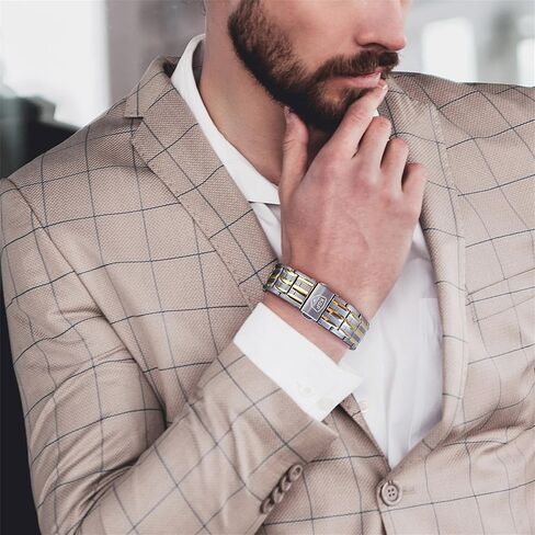 KGP® Magnetic Bracelets for Men Arthritis & Joint, Mens Adjustable Titanium Steel Magnetic Bracelet with 3X Strength Healing Magnets for Pain Relief, Magnetic Therapy Jewelry Gift for Men in Kuwait