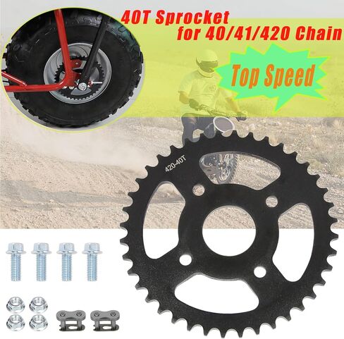 ضرس 40T لسلسلة 40/41/420 40 مم لاستبدال العجلة الخلفية الصغيرة للدراجة Coleman BT200X CT200U CT200U-EX Go-Kart Baja Warrior TrailMaster Massimo MB165 MB200 in Saudi Arabia