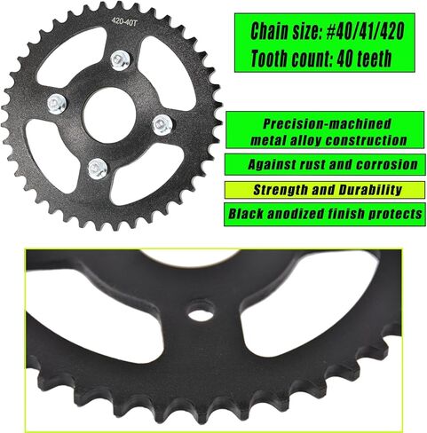 ضرس 40T لسلسلة 40/41/420 40 مم لاستبدال العجلة الخلفية الصغيرة للدراجة Coleman BT200X CT200U CT200U-EX Go-Kart Baja Warrior TrailMaster Massimo MB165 MB200 in Saudi Arabia