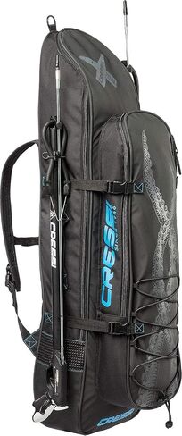 Cressi Freediving Waterproof Backpack - Main Compartment Fits Long Blade Fins - Cooler-Type Front Compartment - Piovra XL: Designed in Italy,Black/Blue in Saudi Arabia