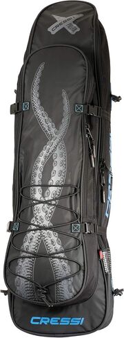 Cressi Freediving Waterproof Backpack - Main Compartment Fits Long Blade Fins - Cooler-Type Front Compartment - Piovra XL: Designed in Italy,Black/Blue in Saudi Arabia