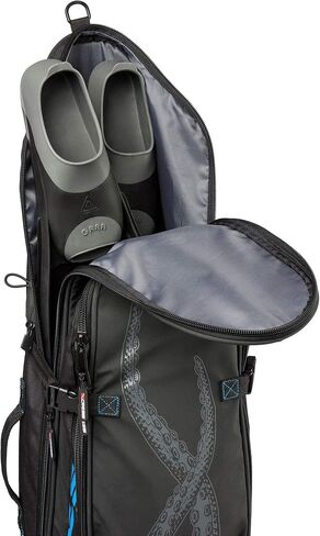 Cressi Freediving Waterproof Backpack - Main Compartment Fits Long Blade Fins - Cooler-Type Front Compartment - Piovra XL: Designed in Italy,Black/Blue in Saudi Arabia