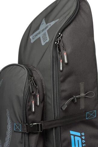 Cressi Freediving Waterproof Backpack - Main Compartment Fits Long Blade Fins - Cooler-Type Front Compartment - Piovra XL: Designed in Italy,Black/Blue in Saudi Arabia