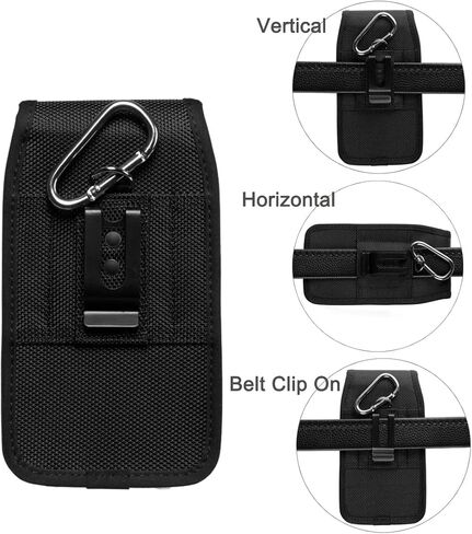 Phone Holster for iPhone 15, 15 Pro, 14, 14 Pro, 13, 13 Pro, 12, 12 Pro, SE 2022 and Samsung Galaxy S24 S23 S22 S10e - Belt Phone Case - Cell Phone Belt Holder - Belt Pouch, Nylon, with Clip Loop in Saudi Arabia
