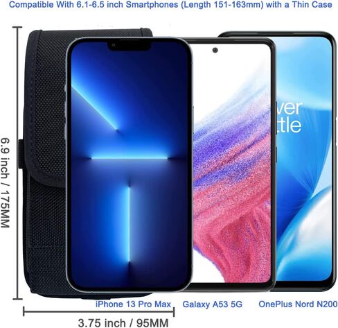 Phone Holster for iPhone 15, 15 Pro, 14, 14 Pro, 13, 13 Pro, 12, 12 Pro, SE 2022 and Samsung Galaxy S24 S23 S22 S10e - Belt Phone Case - Cell Phone Belt Holder - Belt Pouch, Nylon, with Clip Loop in Saudi Arabia