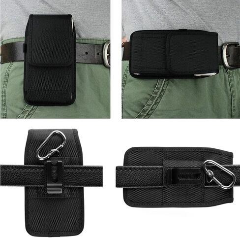 Phone Holster for iPhone 15, 15 Pro, 14, 14 Pro, 13, 13 Pro, 12, 12 Pro, SE 2022 and Samsung Galaxy S24 S23 S22 S10e - Belt Phone Case - Cell Phone Belt Holder - Belt Pouch, Nylon, with Clip Loop in Saudi Arabia