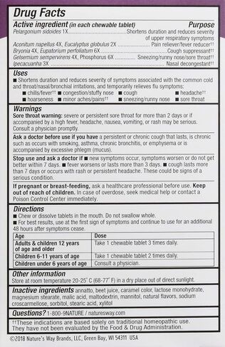 Nature's Way Nature's Way Umcka Cold+flu Multi-action Non-drowsy, Berry Flavored, 20 Chewables, Berry Flavored, 20 Count (Pack of 12) in Saudi Arabia