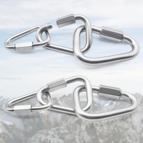 Anvin 2 Pack Quick Link M8 5/16 Inch Heavy Duty Carabiner D Shape Chain Links 1500LB Capacity Repair Utility Links Safety Chain Connector for Camping Outdoor Equipment Locking Hammocks Harness Leash in Kuwait