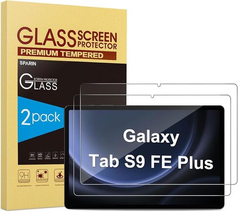 واقي شاشة SPARIN مكون من قطعتين لجهاز Samsung Galaxy Tab S9 FE Plus 12.4 بوصة، زجاج مقسى عالي الدقة لجهاز Samsung Tablet S9 FE Plus 2023، مضاد للخدش، حساس للمس in Kuwait