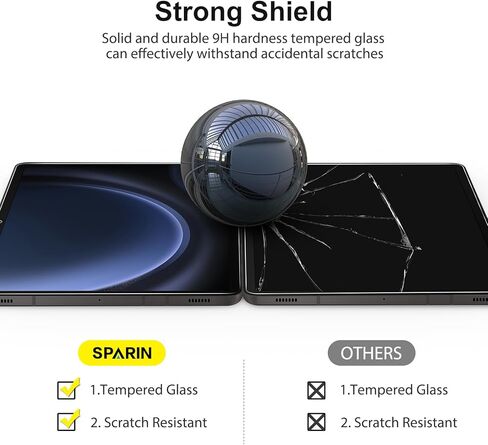 واقي شاشة SPARIN مكون من قطعتين لجهاز Samsung Galaxy Tab S9 FE Plus 12.4 بوصة، زجاج مقسى عالي الدقة لجهاز Samsung Tablet S9 FE Plus 2023، مضاد للخدش، حساس للمس in Kuwait