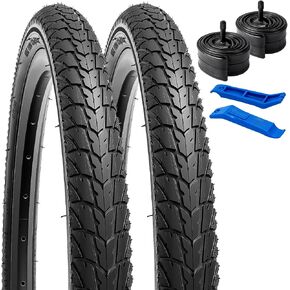 YUNSCM 2-PCS 20 بوصة إطارات دراجة 20x1.75/47-406 و20 بوصة صمام شريدر للدراجة مع شريطين حافة متوافق مع 20x1.75 20x1.90 20x1.95 إطارات وأنابيب دراجة هوائية (A-1036)