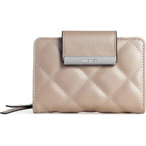 Nine West Women's SLG French Designer Mirabella Frech Wallet with snap Holder and Zipper Compartment, All with Card and Money Designed in Soft Diamond Quilt with Interior Organization and Branding