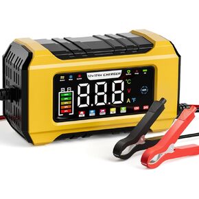 15-Amp Car Battery Charger, Smart Trickle Charger for car Battery 12V 15A 24V 10A LiFePO4 Lead-Acid Batteries, Fully Automatic 9-Stage Maintainer with Temp Compensation for Boats, Trucks, Mowers