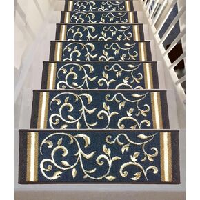 مداس السلالم الخلفية المطاطية غير القابلة للانزلاق من غلوريا - سجادات سلالم مقاومة للانزلاق - مجموعة من 7 قطع (8.5 بوصة × 26 بوصة) (7، Stair-1993) in Kuwait