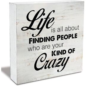Rustic Friend Wood Box Sign Life تدور حول إيجاد الأشخاص الذين هم نوع من الصندوق الخشبي المجنون لتوقيع مزرعة المنزل ديكور الجرف المكتبي (5 × 5 بوصات)