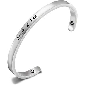 CENWA Theatre Jewelry Theatre Drama Gift Break A Leg Keychain Drama Mask Bracelet Jewelry Tragedy and Comedy Jewelry(Break A Leg cuff S)