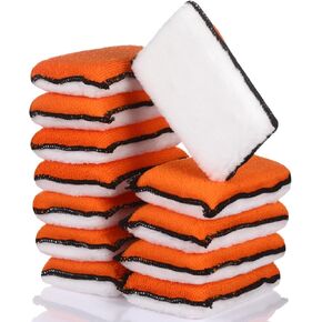 12 Pcs Scrubbing Sponge 5'' x 3'' Scrubbers for Cleaning Dishes Scrub Pads Detailing Household Cleaning Sponges for Leather Car Seat Couch Cleaning