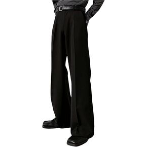 GORGLITTER Men's Wide Leg Flare Dress Pants Baggy Suit Trousers Office Business Causal Outfits with Pockets