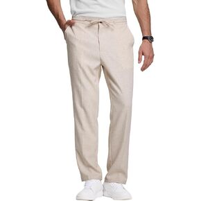 Men's Casual Pants Linen Drawstring Elastic Waist Loose Fit Men Dress Pants Summer Travel Beach Yoga Jog Trouser
