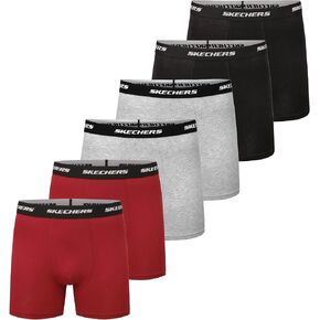 Skechers Men’s Tagless Boxer Briefs 6-Pack Athletic Fit, Moisture Wicking Cotton With Contoured Pouch, Breathable Multipack