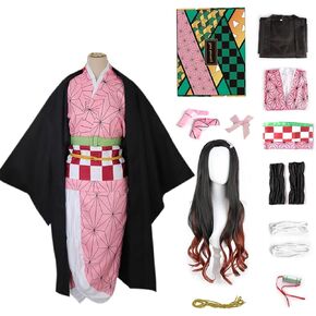 Anime Cosplay Costume with Wig for Adults, Anime Cosplay Uniform Kimono Outfit for Men and Women Halloween
