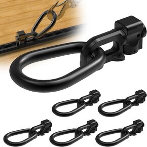 L Track Double Stud Tie Down with Pear Link |L-Track Accessories for Pickup/RV/ATV Use with L Track Rail |Black L-Track Fitting for Truck Bed and Trailer Cargo |5000 LBS Break Strength-6 Pack