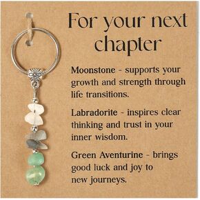 For Your Next Chapter Keychain Good Luck Gifts, Crystal Keychain New Job Gifts, Breakup, Divorce, Retirement, Graduation, Birthday, New Beginnings Present For Women, Positive Vibes Healing