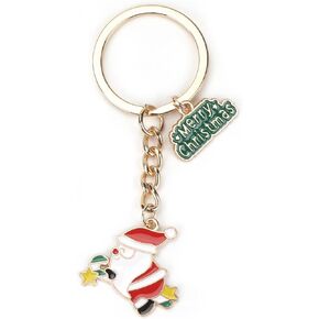Merry Christmas Keychain,Featuring Bell,Tree,Santa,Elk for Son,Boyfriend,Husband,Dad,Daughter,Wife,Mom