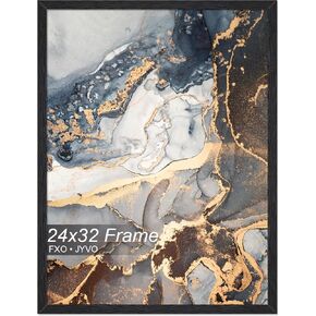 إطار خشب هندسي 24 × 32 ، إطار صورة أسود لفيلم ألغاز 24 × 32 بوصة ، الوزن الخفيف 24 من 32 إطار ملصق مع الحبوب الخشبية للجدار - 1 حزمة/أسود/24 x32